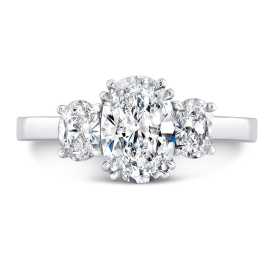 Korman Signature Platinum 3-stone Oval Diamond Eng, ps 27,500