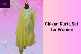 Look stunning in a beautiful Chikan Kurta Set for , $ 78