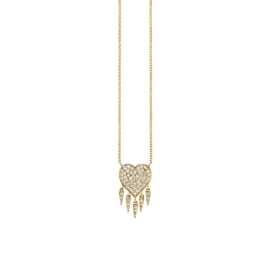 Pavé Diamond Fringe Heart Necklace in Gold, $ 1